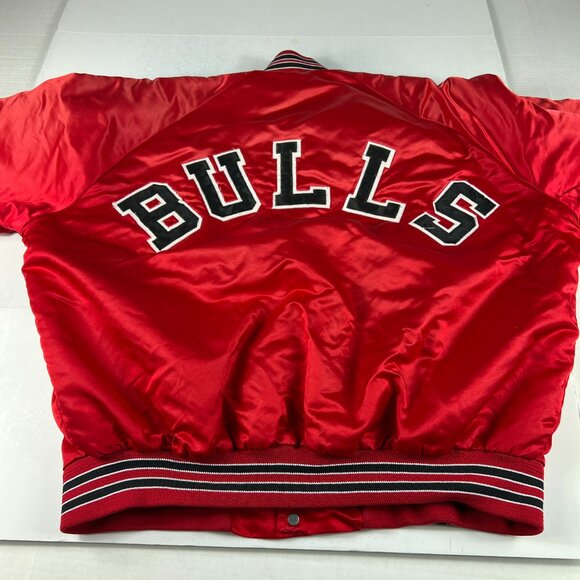 VTG 90s NBA Chicago Bulls Satin Jacket Adult Extra Large Red Snap Button Bomber - Picture 12 of 16